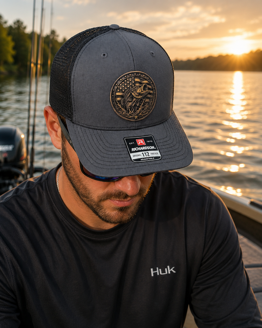 American Flag Bass Fishing Leather Patch Hat – Richardson 112
