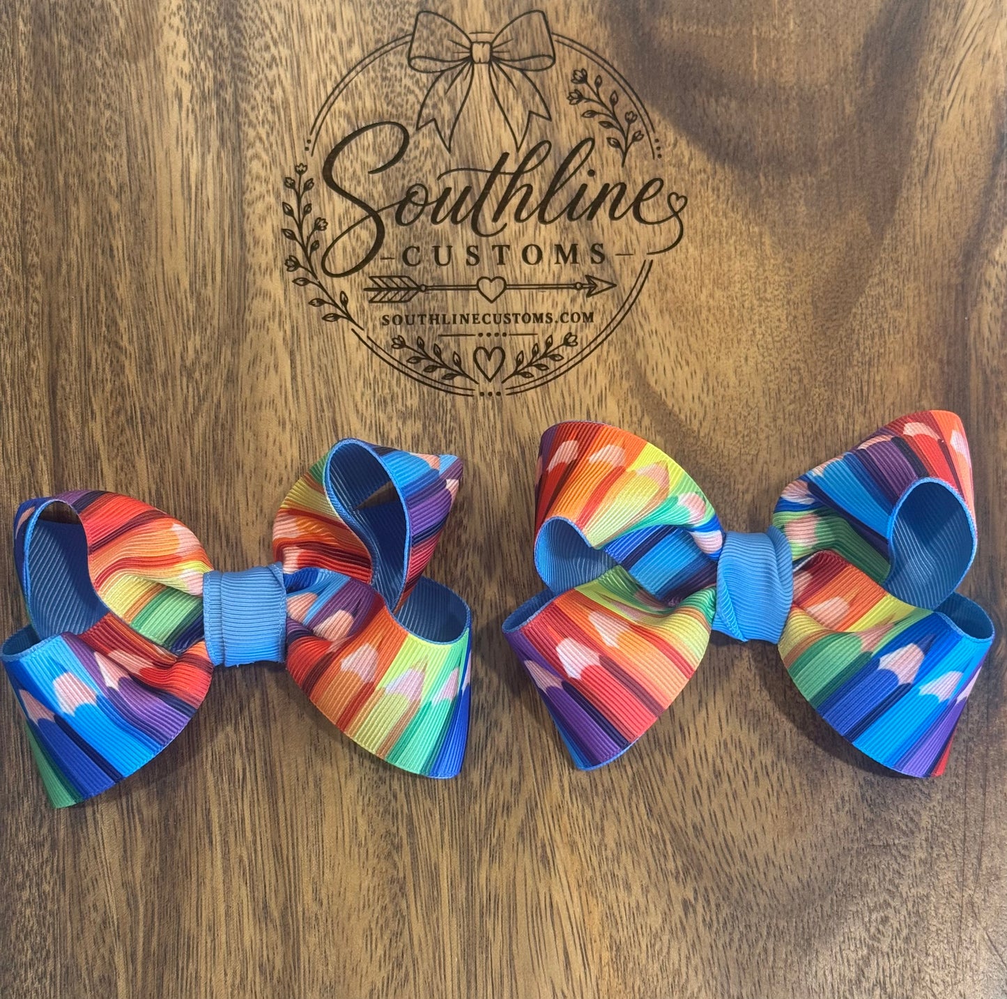 Rainbow Heart Hair Bow Set