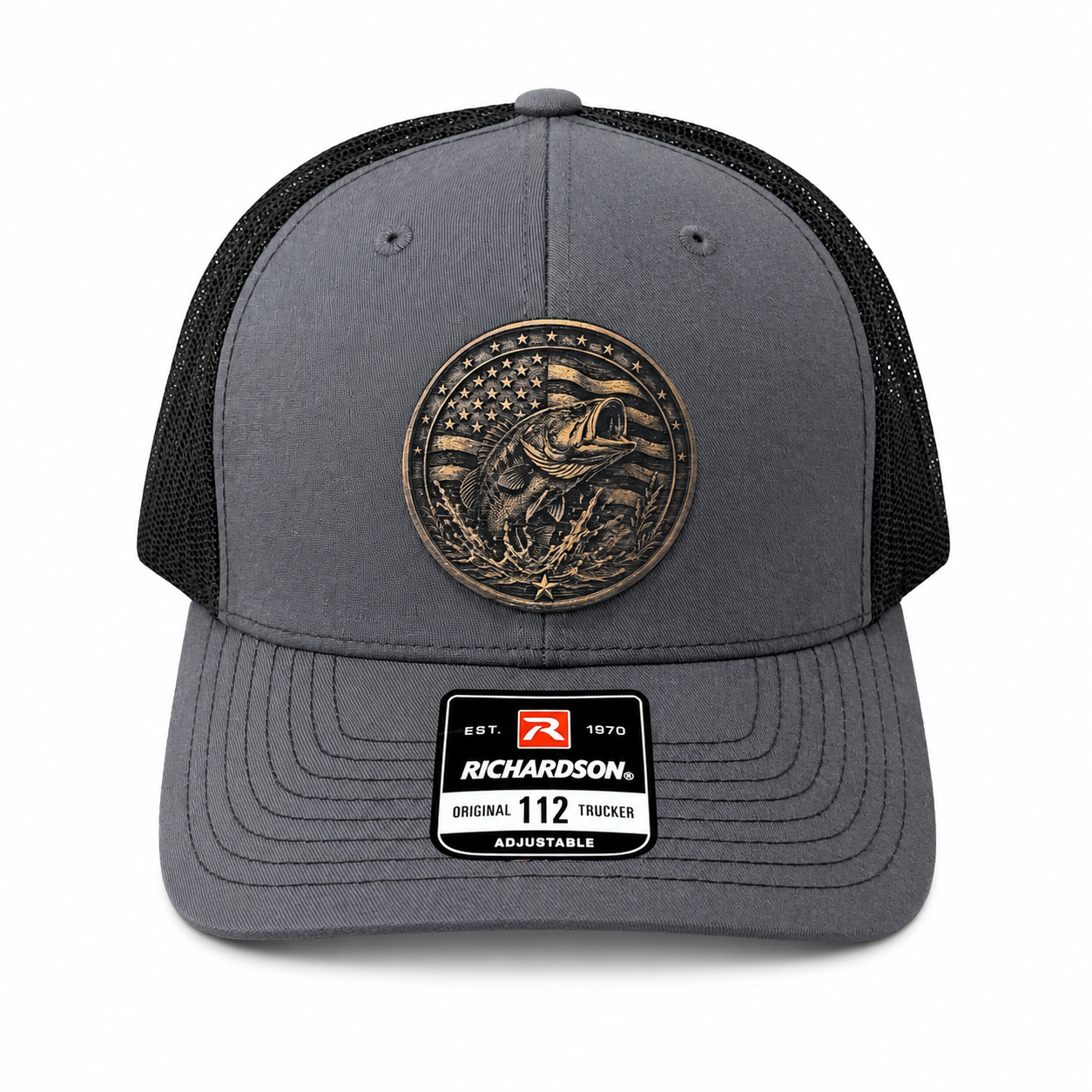 American Flag Bass Fishing Leather Patch Hat – Richardson 112