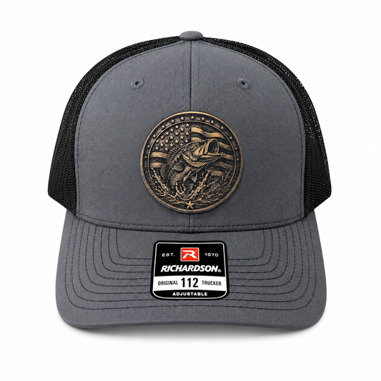 American Flag Bass Fishing Leather Patch Hat – Richardson 112