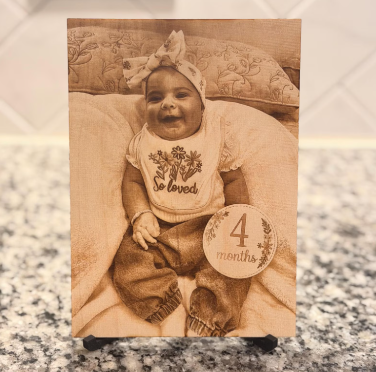 Custom maple wood photo plaque personalized laser engraved gift
