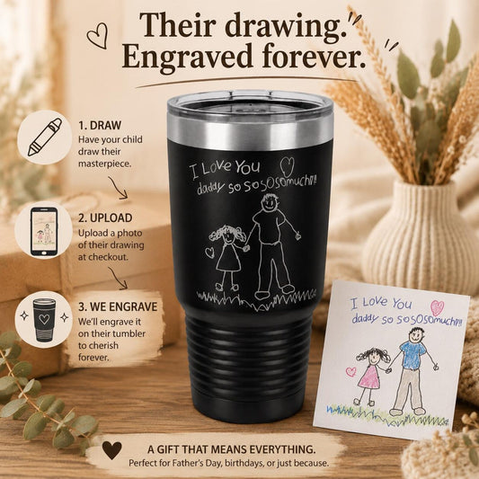 Personalized kids drawing engraved 30oz tumbler